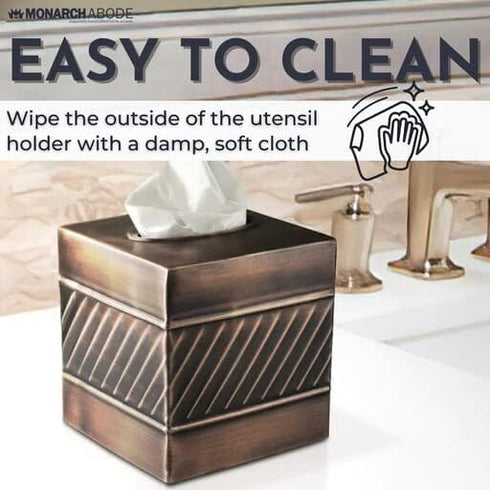 Handcrafted Wave Embossed Metal Square Tissue Box Cover